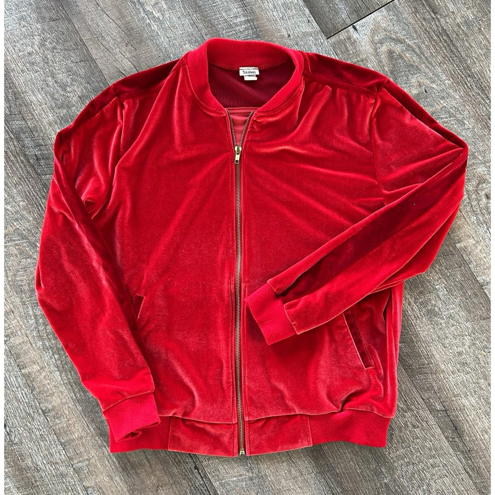 Solstice Dynomite Velvet Track Jacket Womens Large Red Velour Track Jacket